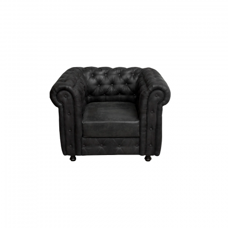 Fotoliu CHESTERFIELD cu arcuri, negru, 105x90x80 cm