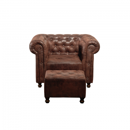 Fotolii - Fotoliu CHESTERFIELD fix, cu taburet si arcuri, 105x90x80 cm - ExpoMob