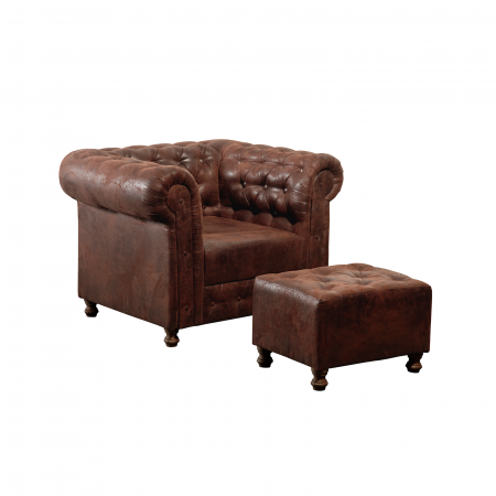 Fotolii - Fotoliu CHESTERFIELD fix, cu taburet si arcuri, 105x90x80 cm - ExpoMob