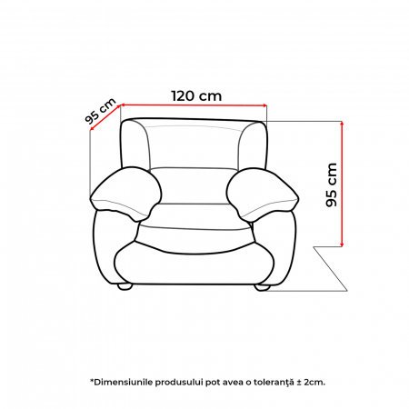 Fotoliu LUXOR fix, maro, 120x95x95 cm - ExpoMob [4]