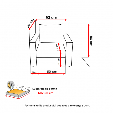 Fotoliu NERO extensibil, cu arcuri, 105x97x80 cm - ExpoMob [5]