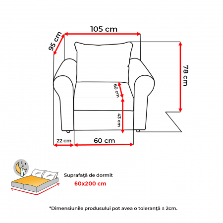 Fotoliu SARA extensibil, 105x95x78 cm - ExpoMob [5]