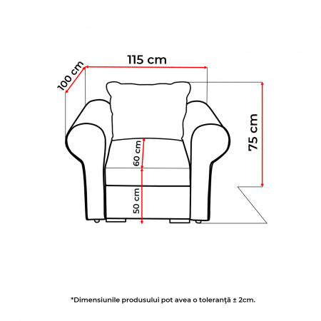 Fotoliu SOFIA fix, cu arcuri, 115x100x75 cm - ExpoMob [6]