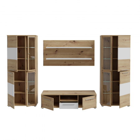 Livinguri - Living ALX, 4 corpuri, artisan + alb, 334x55x200 cm - ExpoMob