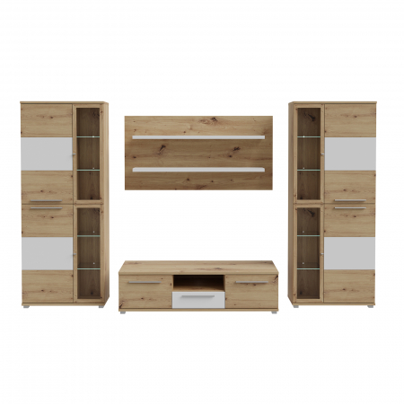 Livinguri - Living ALX, 4 corpuri, artisan + alb, 334x55x200 cm - ExpoMob