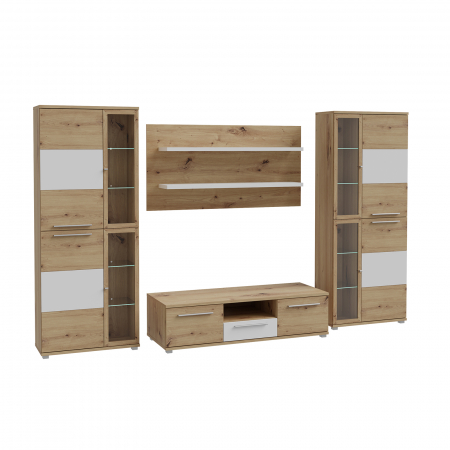 Livinguri - Living ALX, 4 corpuri, artisan + alb, 334x55x200 cm - ExpoMob