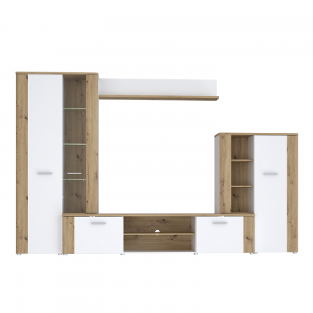 Livinguri - Living BBG, 4 corpuri, artisan + alb, 309x42x198 cm - ExpoMob