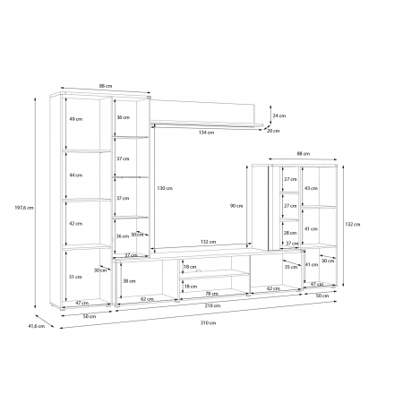 Living BBG, 4 corpuri, artisan + alb, 309x42x198 cm - ExpoMob [6]