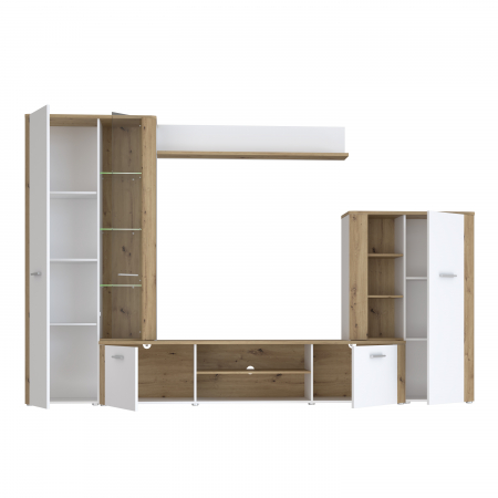 Livinguri - Living BBG, 4 corpuri, artisan + alb, 309x42x198 cm - ExpoMob