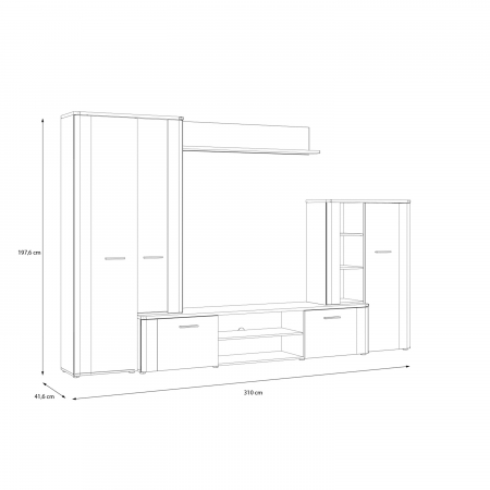 Living BBG, 4 corpuri, artisan + alb, 309x42x198 cm - ExpoMob [5]