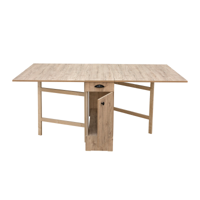 Masa plianta 4L, 8 persoane, cu spatiu depozitare si role, crem, 92/180x92x80 cm