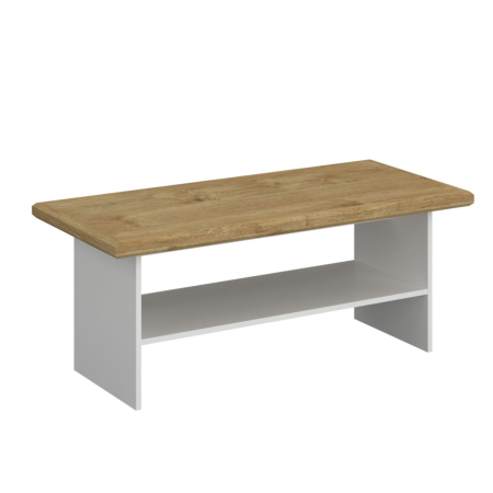 Colectia RIVA - Masuta de cafea RIVA, cu raft, alb + stejar harbor, 120x55x49 cm