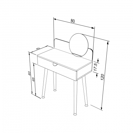 Masuta de toaleta KRELL, cu oglinda, sonoma + alb, 80x40x120 cm - ExpoMob [6]