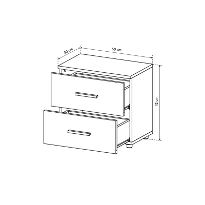 Noptiere - Noptiera ALMA, 2 sertare, 50x30x42 cm - ExpoMob