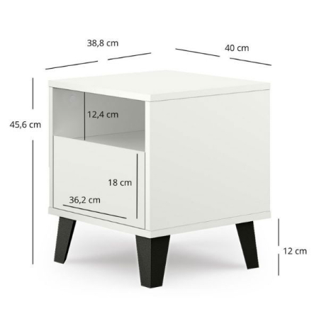 Noptiera BORG, 1 sertar, alb, 40x38,8x45,6 cm [5]