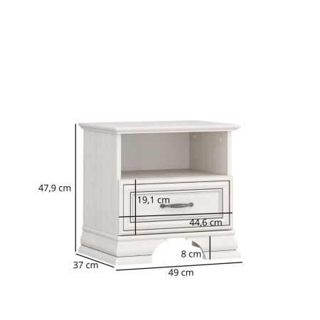 Noptiere - Noptiera cu 1 sertar TIFFANY II, crem fineline, 49x37x47,9 cm