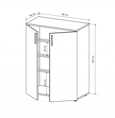 Pantofare - Pantofar ALMA, 2 usi, 4 rafturi, sonoma deschis, 80x40x103 cm - ExpoMob