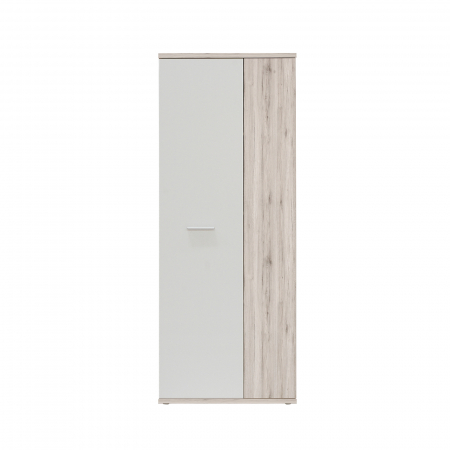 Pantofar NET106, cu 2 usi si 6 rafturi, corp stejar nisip, fronturi alb, 68x179x34 cm