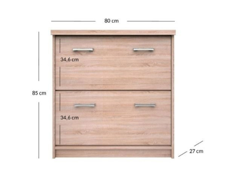 Colectia TOP MIX - Pantofar TOP MIX, 2 uși tip clapetă, stejar sonoma, 80x27x85 cm