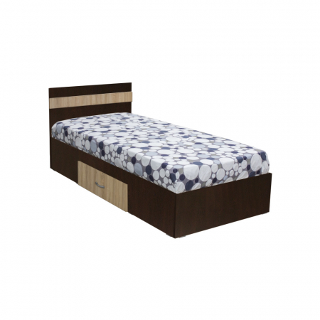 Pat ALMA cu sertar, 90x200 cm, sonoma inchis + deschis