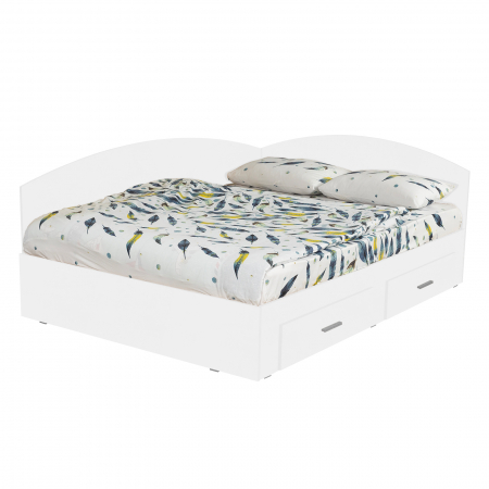 Pat Colt Alma 160x200 cm, cu 2 sertare laterale pe role, alb