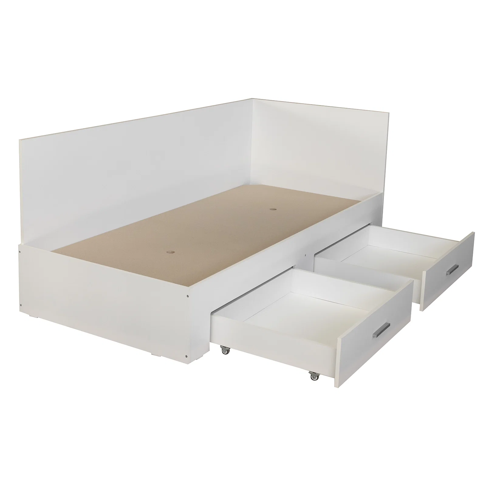 Pat Colt Alma Drept 120x200 cm, cu 2 sertare laterale pe role, colt interschimbabil, alb [6]