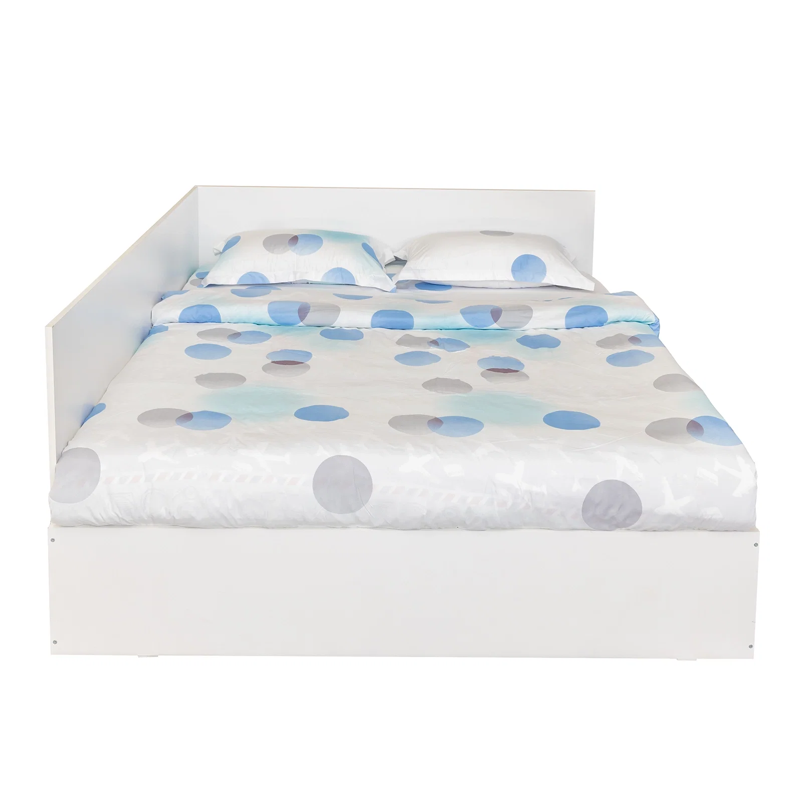 Paturi - Pat Colt Alma Drept 140x200 cm, cu 2 sertare laterale pe role, colt interschimbabil, alb