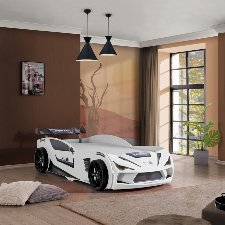Pat pentru copii masina MVN2 ECO, cu faruri, 90x200 cm - ExpoMob [7]