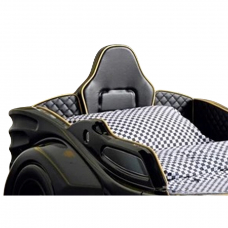 Paturi Copii Masini - Pat pentru copii masina BATMAN, cu leduri, sunet, telecomanda, 90x190 cm  - ExpoMob