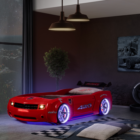 Pat pentru copii masina CAMARO, cu leduri, 90x190 cm  - ExpoMob [6]