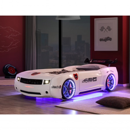 Pat pentru copii masina CAMARO, cu leduri, 90x190 cm  - ExpoMob [8]