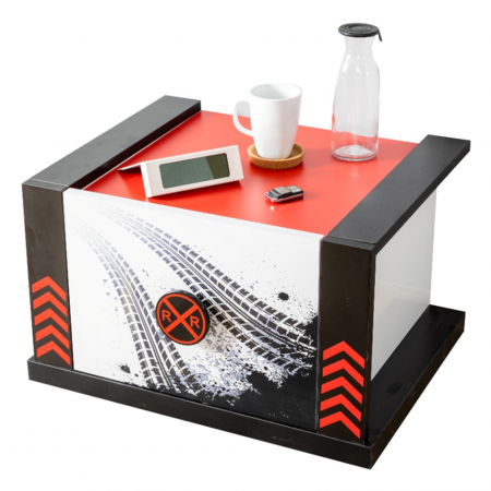 Pat pentru copii masina ECO VECTOR, alb, 90x190 cm + Noptiera SPORT, 45x57x34 - ExpoMob [8]