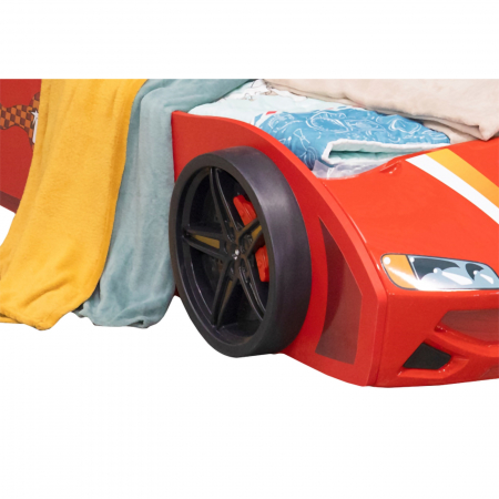 Pat pentru copii masina ECO VECTOR, rosu, 90x190 cm + Noptiera SPORT, 45x57x34 - ExpoMob [4]