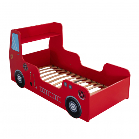 Paturi Copii Masini - Pat pentru copii masina FIRE TRUCK, rosu, 90x190 cm - ExpoMob