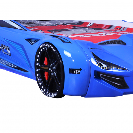 Pat pentru copii masina MVN1, cu sunet, telecomanda si lumini LED, 90x190 cm - ExpoMob [4]