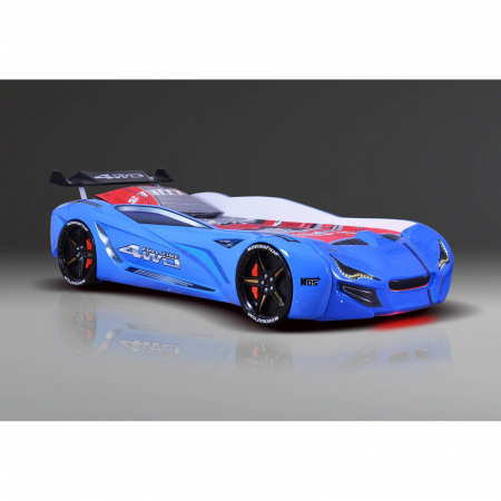 Pat pentru copii masina MVN1, cu sunet, telecomanda si lumini LED, 90x190 cm - ExpoMob [3]