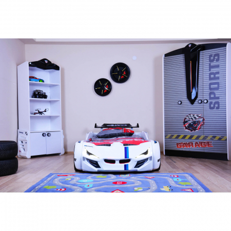 Pat pentru copii masina MVN1, cu sunet, telecomanda si lumini LED, 90x190 cm - ExpoMob [1]