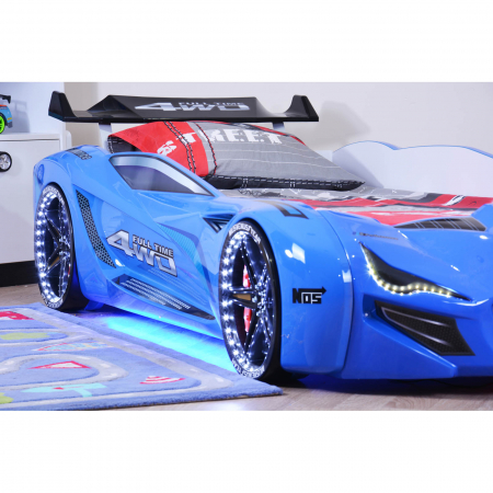 Pat pentru copii masina MVN1, cu sunet, telecomanda si lumini LED, 90x190 cm - ExpoMob [7]