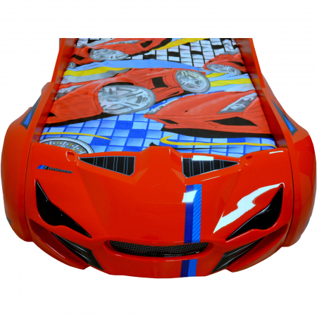 Pat pentru copii masina MVN1, cu sunet, telecomanda si lumini LED, 90x190 cm - ExpoMob [2]