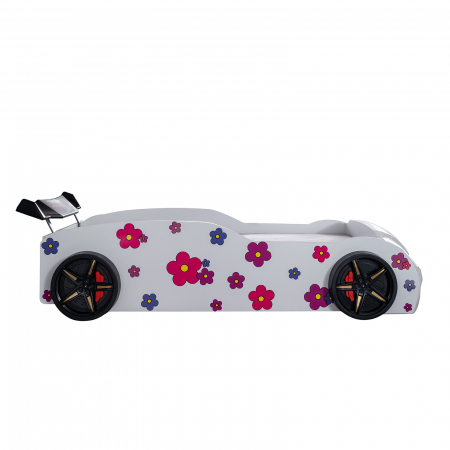 Pat pentru copii masina VOSVOS ECO, cu faruri, lumini led, 90x190 cm - ExpoMob [3]