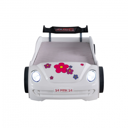 Pat pentru copii masina VOSVOS ECO, cu faruri, lumini led, 90x190 cm - ExpoMob [2]