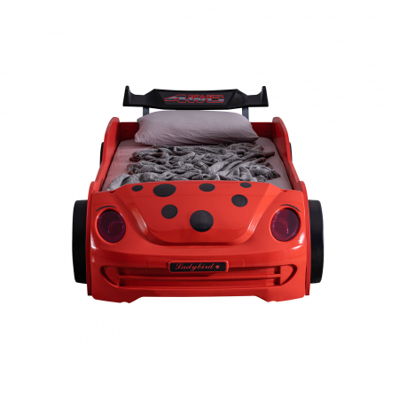 Paturi Copii Masini - Pat pentru copii masina VOSVOS ECO, cu faruri, lumini led, 90x190 cm - ExpoMob