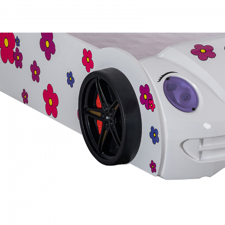 Pat pentru copii masina VOSVOS ECO, cu faruri, lumini led, 90x190 cm - ExpoMob [5]