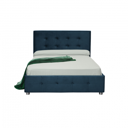 Paturi Tapițate - Pat tapitat LUXOR, 140x200 cm, cu sezut rabatabil, spatiu depozitare - ExpoMob