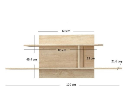 Colectia TIPS - Raft suspendat TIPS 120, stejar sonoma, 120x21,6x45,4 cm