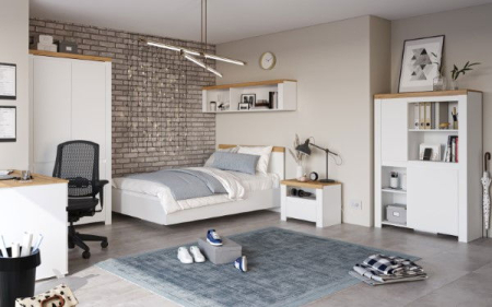 Raft suspendat VIGO, alb + stejar wotan, 156x32x40 cm [4]