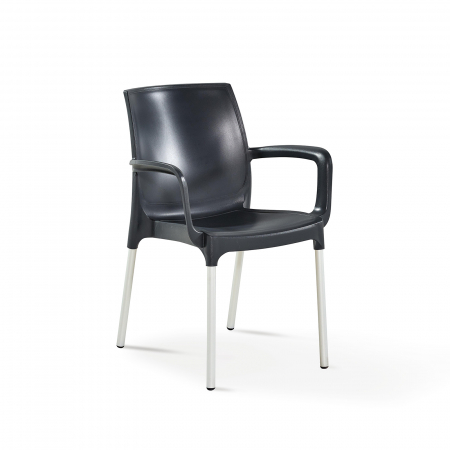 Scaun de gradina CASTELLO, model ratan, antracit, 58x55x82 cm