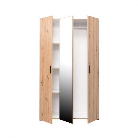 Dormitoare - Set dormitor ECONO, 4 piese, pat 140x200 cm, dulap 3 usi, 2 noptiere, artisan + gri antracit - ExpoMob