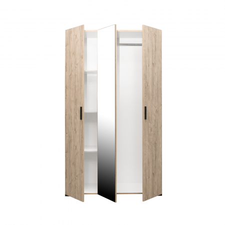 Dormitoare - Set dormitor ECONO, 4 piese, pat 160x200 cm, dulap 3 usi, 2 noptiere, sherwood + gri - ExpoMob