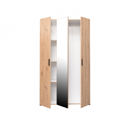 Dormitoare - Set dormitor ECONO, 5 piese, pat 140x200 cm, dulap 3 usi, comoda, 2 noptiere, artisan + gri antracit - ExpoMob